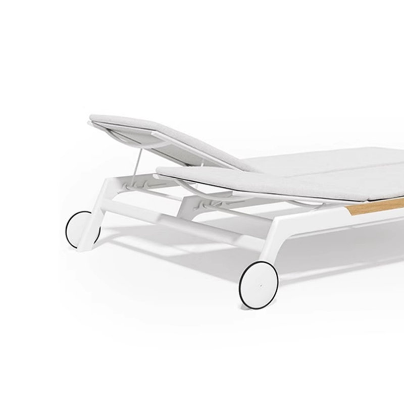 Chaise longue d'extérieur pour piscine, Blanc, Blanc