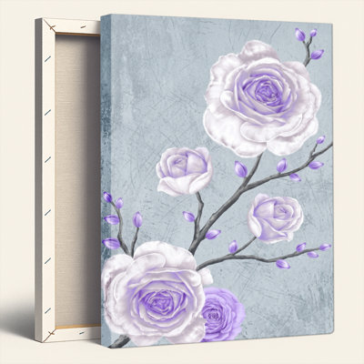 Purple Roses Canvas Wall Art Oil Painting Print Set Of 1