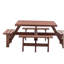 Table de pique-nique carrée pour 8 personnes avec trou pour parasol