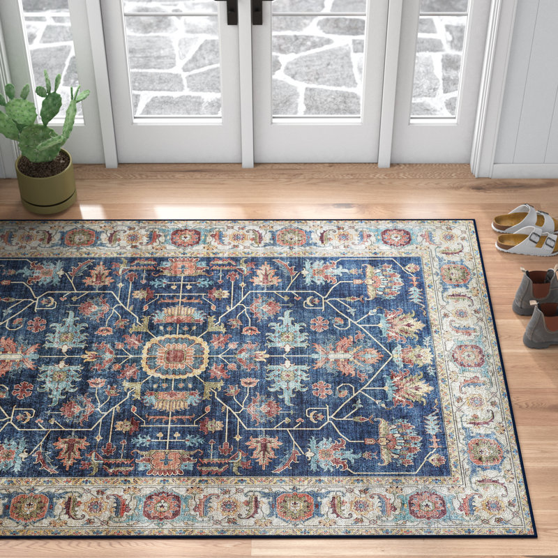 Tapis bleu marine en polyester antidérapant Humberwood, Rectangle 3 pi 6 po x 5 pi 6 po