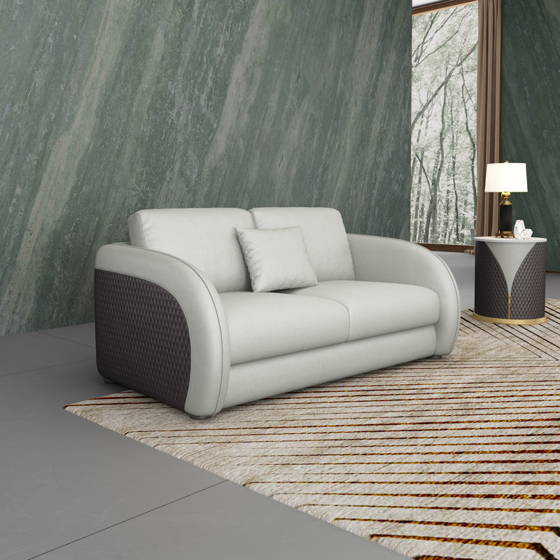 Noir Loveseat, Gray/Chocolate Genuine Leather