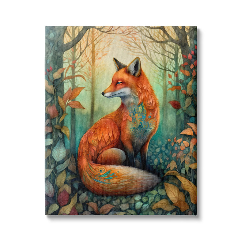 «Vibrant Fox in Forest Foliage», reproduction sur toile tendue, H 40 po x l 30 po x P 1,5 po
