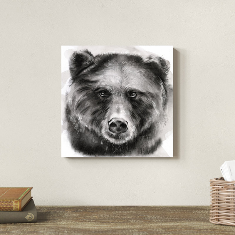 «Bear Grin I», peinture sur toile, H 12 po x l 12 po
