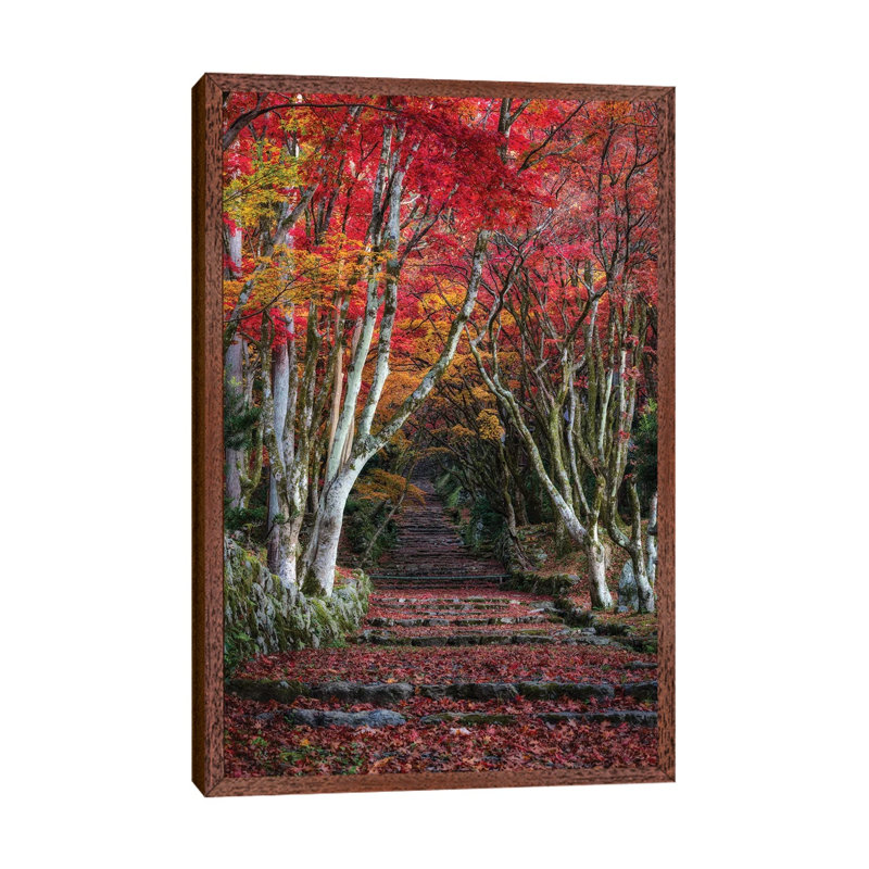 Autumn In Japan XXVIII by Daisuke Uematsu - Print on Canvas, 66.04cm H x 45.72cm W x 3.81cm D, Classic Brown Wood Framed