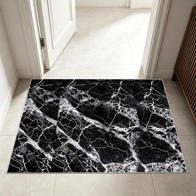 1PC Black and White Cracked Marble Pattern area rugs for Living Room, Soft and Comfortable, Suitable for all seasons, easy-to-maintain, machine washable Indoor floor mat, Under Table Farmhouse suitable for dining table area, bedroom, kitchen,...
