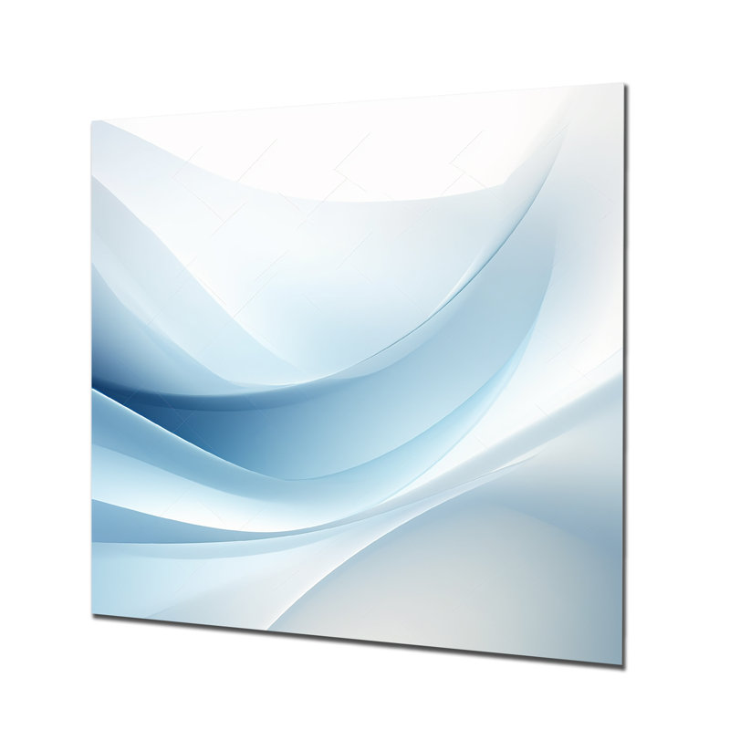 Blue And White Abstract Fractal Fusion II - Fractal Metal Wall Art Print, 29" H x 29" W