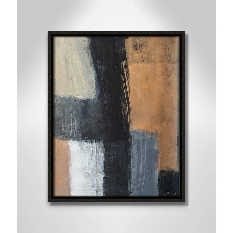 Calderon Karl Metallic Slate II par Print, Pas de tapis, Cadre flottant espresso, H 15,5 po x l 12,5 po x P 2 po