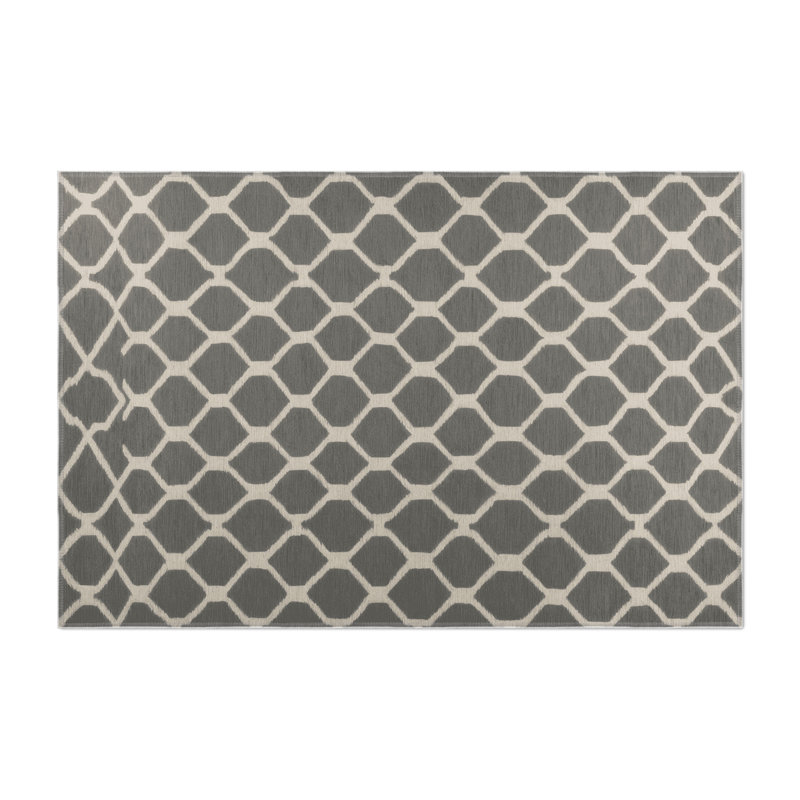 Tapis gris intérieur et extérieur Trellis, Rectangulaire 8 pi x 10 pi