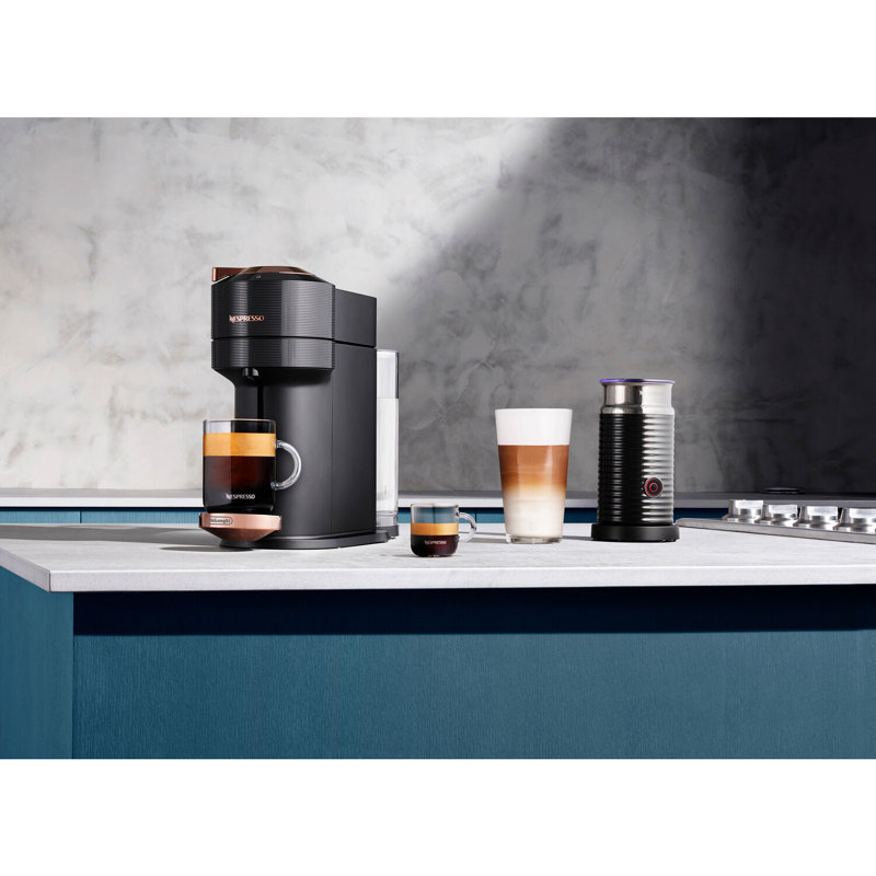 Nespresso Vertuo NEXT Coffee and Espresso Machine by De'Longhi with Aeroccino Milk Frother, Black/Rose Gold