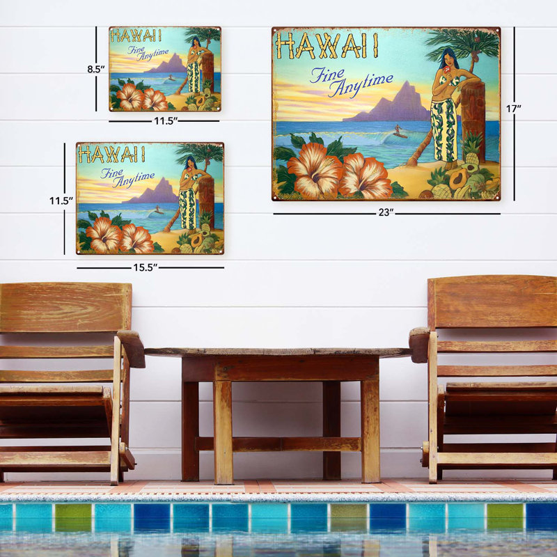Hawaii Fine Anytime Wahine sur impression métallique