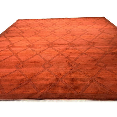 Tapis moderne finement noué à la main 9 pi 1 po x 12 pi 2 po