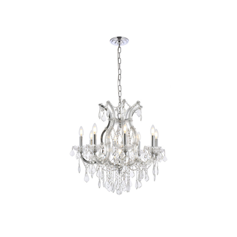 Stockard 9 - Light Chandelier, Golden Teak/Polished Nickel, Smoky, Chrome / Crystal (Clear) / Royal Cut