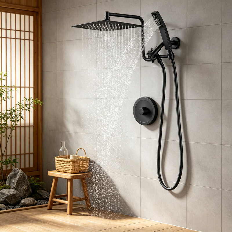 Pomme de douche à pluie 10 pouces avec douchette combinée avec bras d'extension réglable de 12 pouces
