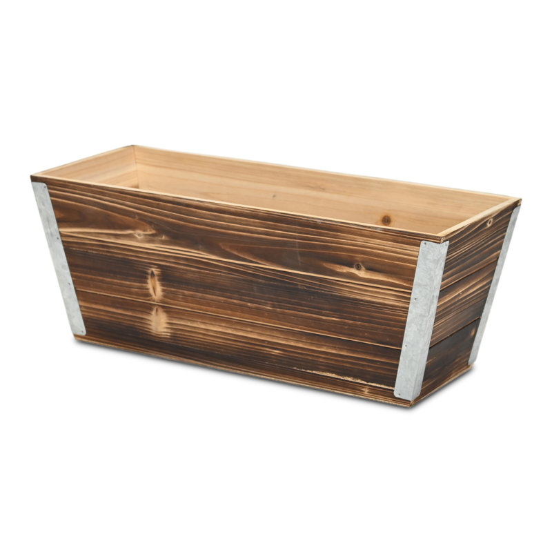 Cavorn Tapered Square Brown Planter Bucket, 7.25" H x 19" W x 7.5" D