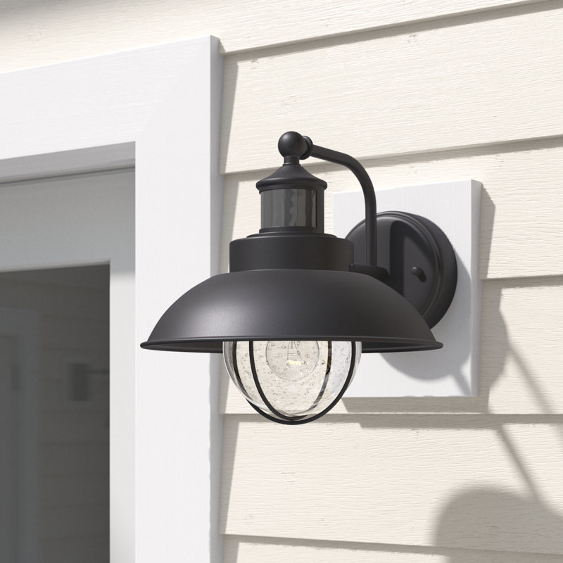 Emestine Steel Wall Light, Textured Black, 10" H x 10" W x 12" D