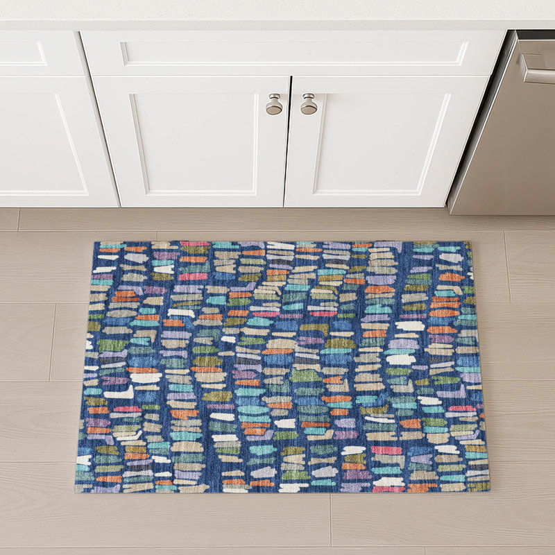Machine Washable Indoor/Outdoor Karr ACN2377 Stripes Rug, Rectangle 1'8" x 2'6"