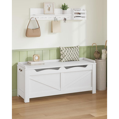 47.2" Storage Chest, Extra Large Storage Trunk with 2 Hinges, Wooden Box Bench, Lift-Top Organizer Chest, Shoe Bench for Entryway, Bedroom, Living Room, White