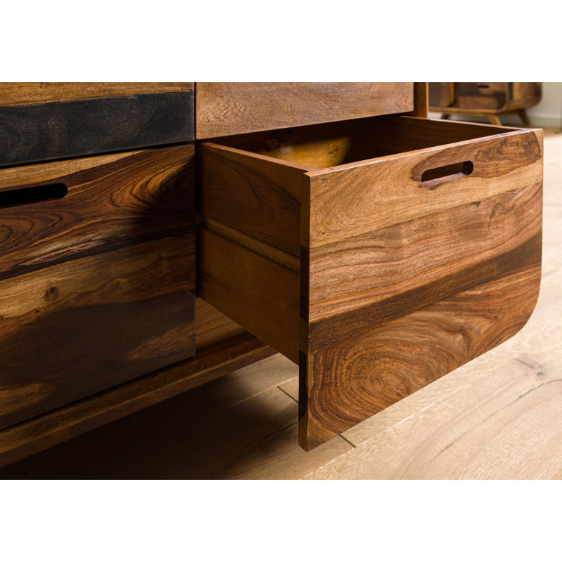 90cm Solid Wood Sideboard, Dark Brown