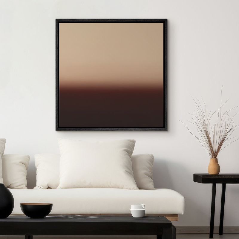 Reproduction de paysage abstrait encadrée d'art mural sur toile pour un décor rétro, H 16 po x l 16 po, Noir