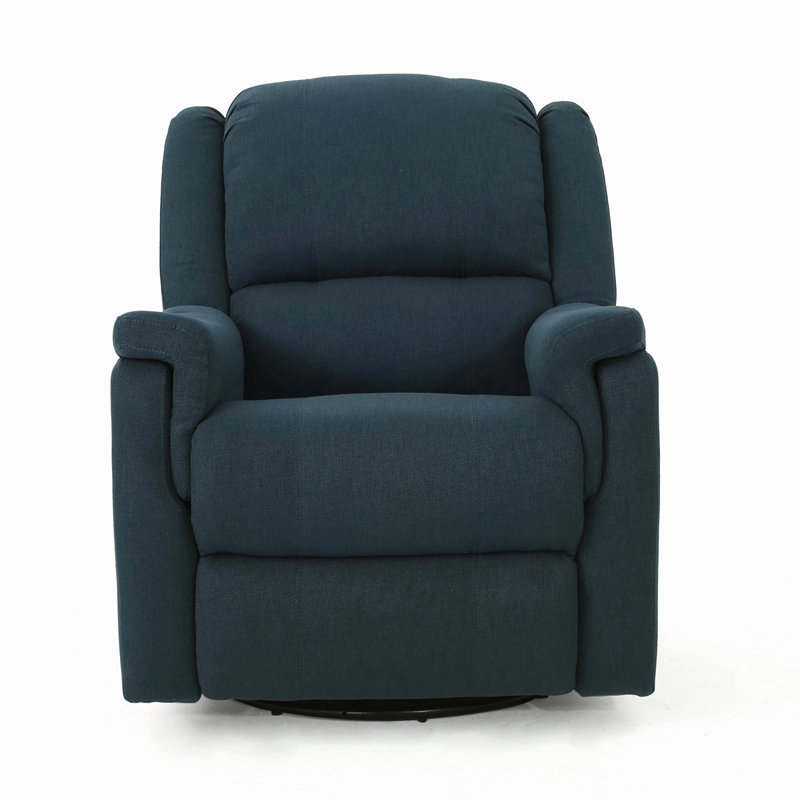 Glider Recliner With Swivel, Navy Fabric