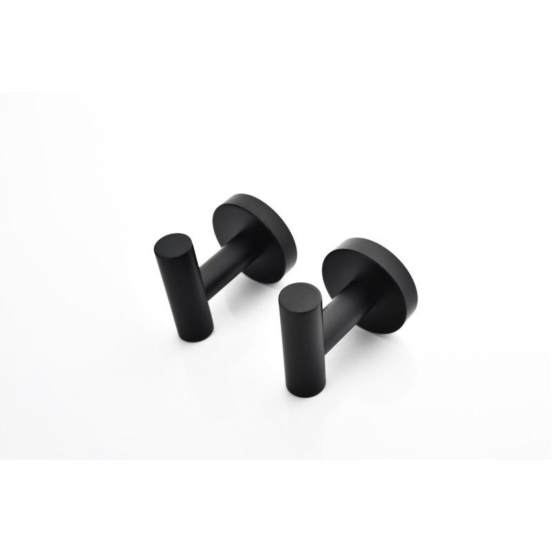 Bathroom Towel Hook No Drill Wall Mount 304 Stainless Steel Matt Black 6 For Laundry And Shower Robe