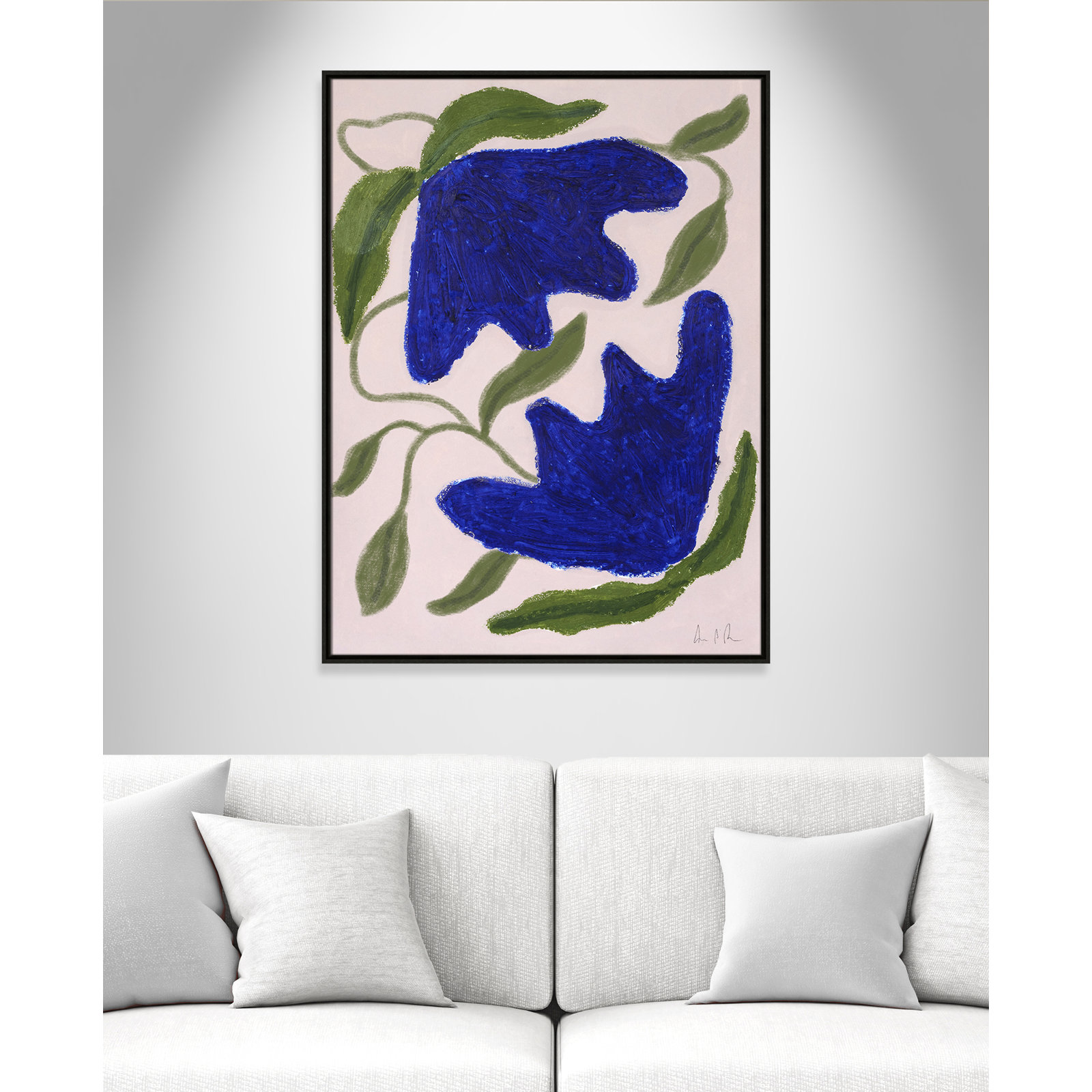 Colette "Blue Anemones No. 02" Print, Espresso, 41.5" H x 31.5" W