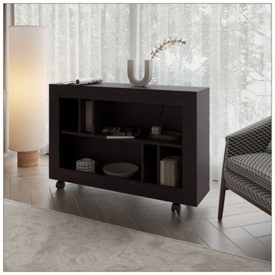Console Wengue en mélamine avec rangement ouvert