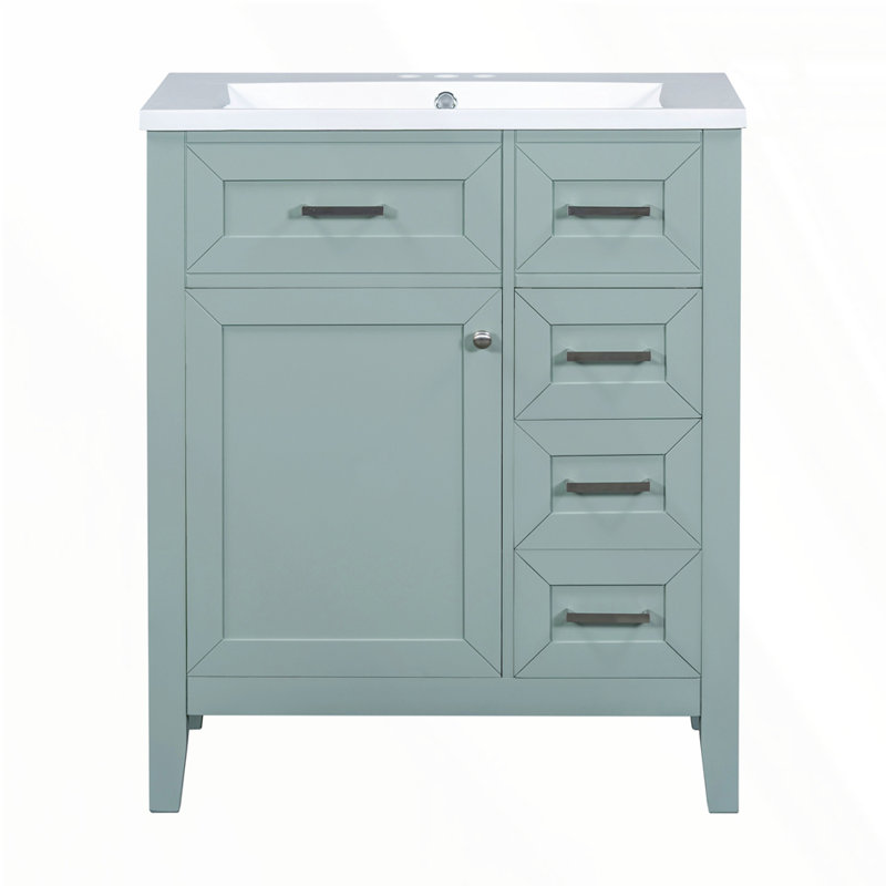 Meuble-lavabo 30 po avec lavabo, Vert, Argent argent