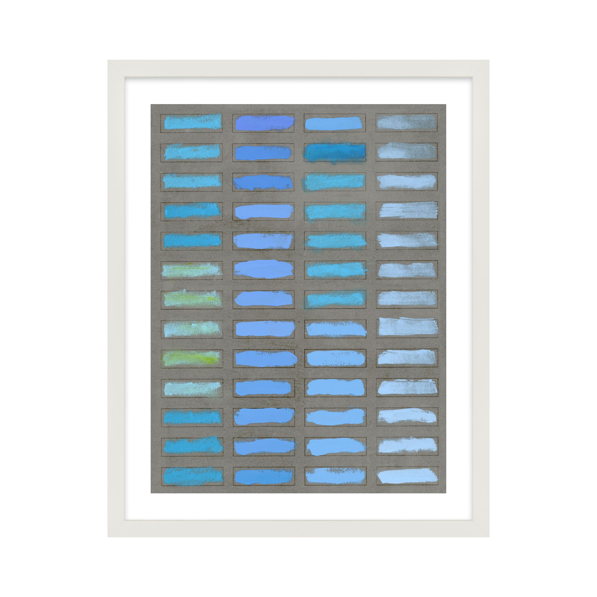 The Blues 2 by Jacques Pilon, White Framed, 30" H x 24" W x 1.25" D