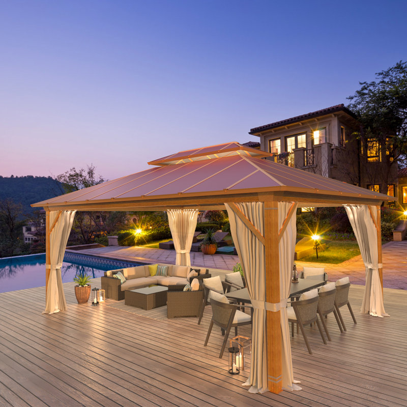 16 Ft. W x 12 Ft. D Aluminum Patio Gazebo, Red