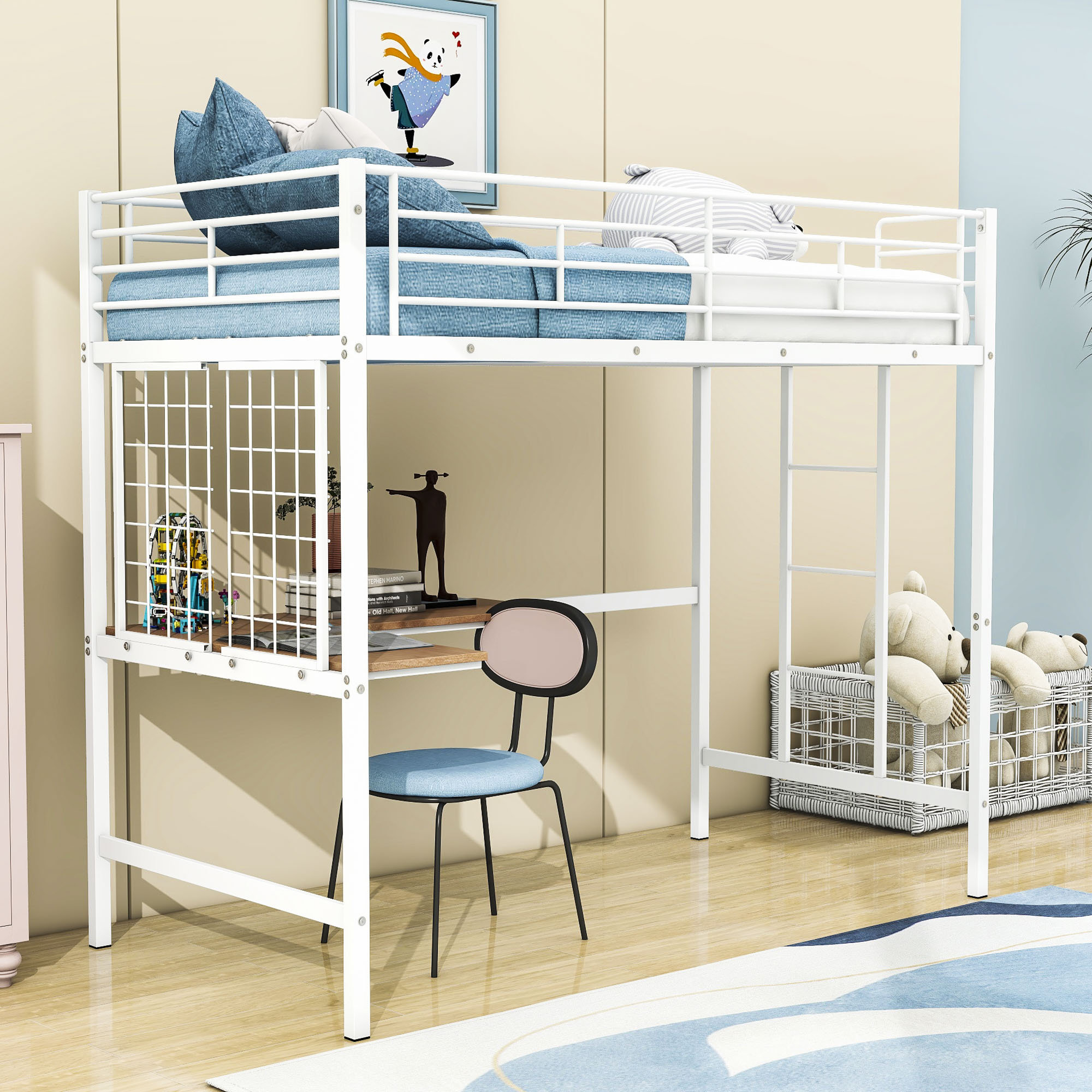 Mason & Marbles Thoms Twin Metal Loft Bed with Desk Wayfair