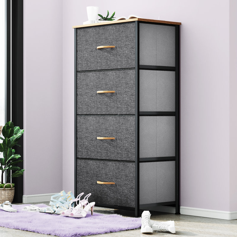 Kathiria 4-Drawer Chest of Drawers, Grey/Natural
