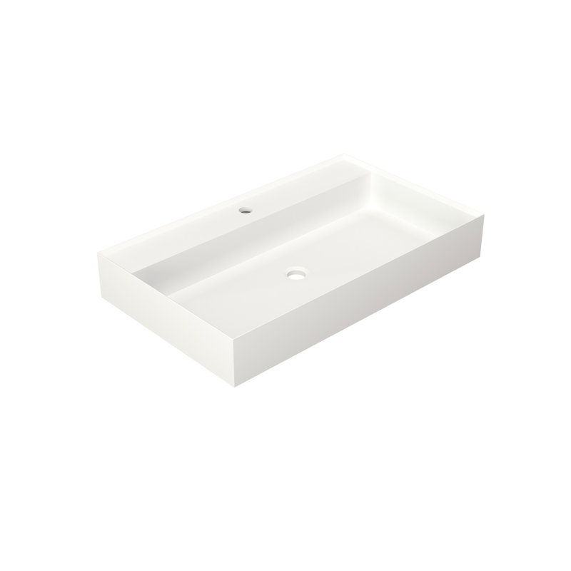 Lavabo pour salle de bain en résine à surface solide - blanc mat, 19,45 po de largeur, 32,12 de profondeur, 4,65 de hauteur, 34,33 lb, s'adapte à différentes configurations, résine, méthodes d'installation multiples, élégante et simple,