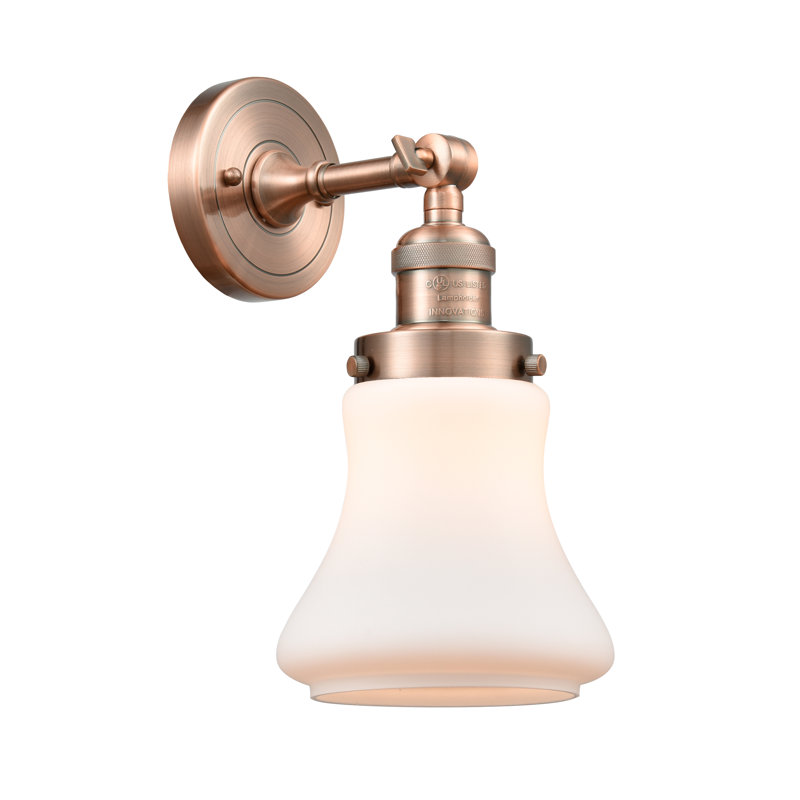 Edda Dimmable Bath Sconce, 60 Watt Vintage Incandescent Bulb, Antique Copper, Matte White