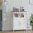 Modern Storage Cabinet With Double Doors, Freestanding Wood Cabinet With Open Shelf And Natural Wood Top, Multi-Purpose Organizer For Kitchen, Living Room, Bathroom Or Entryway – White