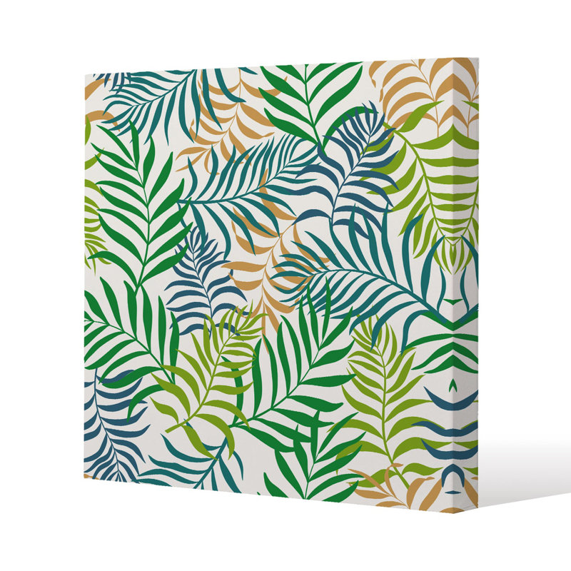 Tropical Palm Leaves Slim Style Canvas Print, 15mm Slim Real wood., 30 cm H x 30 cm W