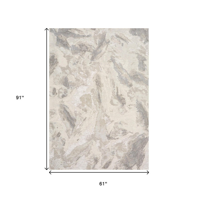 Tapis abstrait crème et gris 5 pi x 8 pi