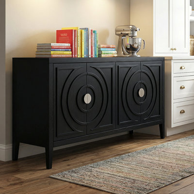 Rustic Kitchen Cabinet - Rubber Wood Construction, Distressed Finish,Rounded Door Design, Adjustable Shelves