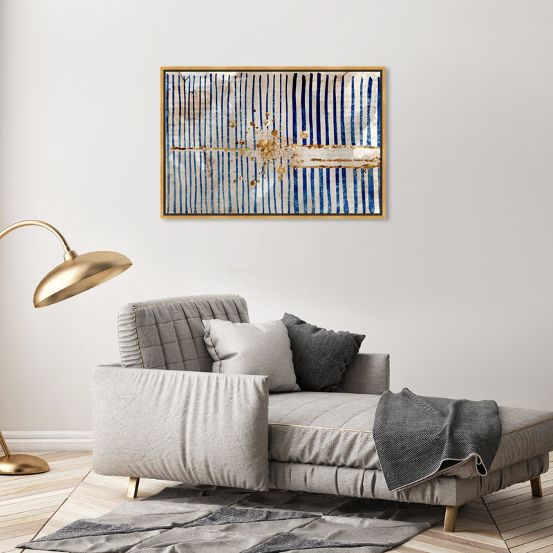 « Love Force Field », impression d'art graphique abstrait, H 22 po x l 32 po, Impression encadrée, Doré