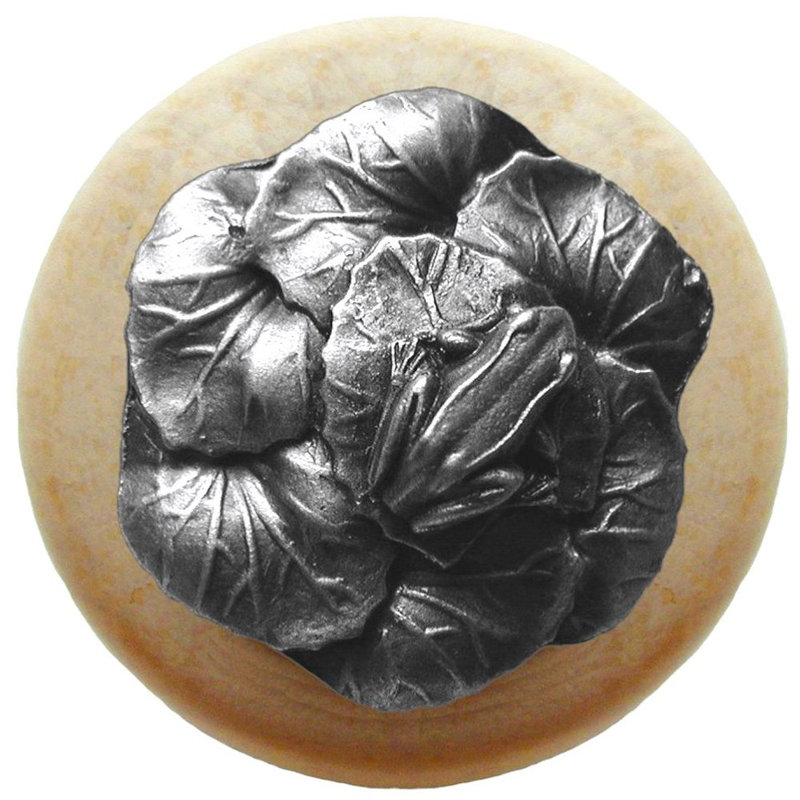All Creatures Mushroom Knob, Antique Pewter / Natural Wood