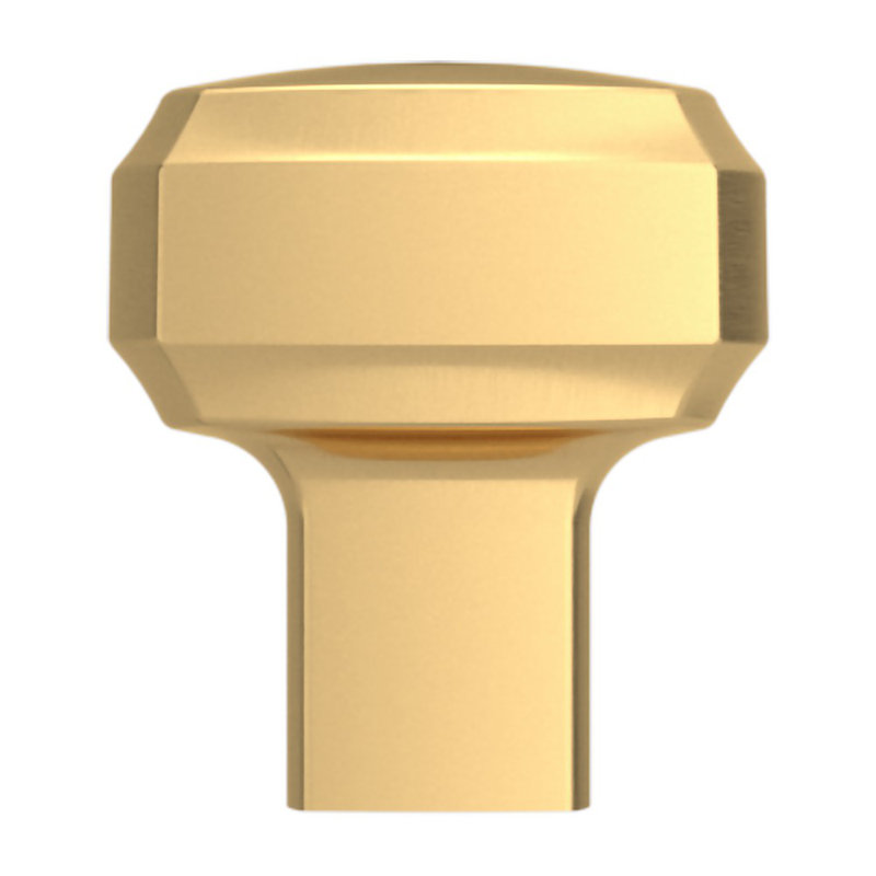 Brushed Satin Brass Square Cabinet Knob with Mounting Hardware