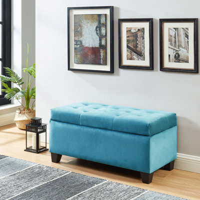 Banc de rangement / repose-pieds bleu Silas