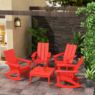 Joubert Outdoor Adirondack Chair With Table
