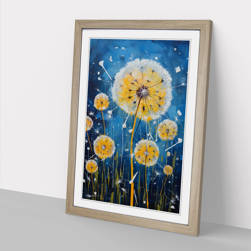 Dandelion Expressionism Art - Framed Print