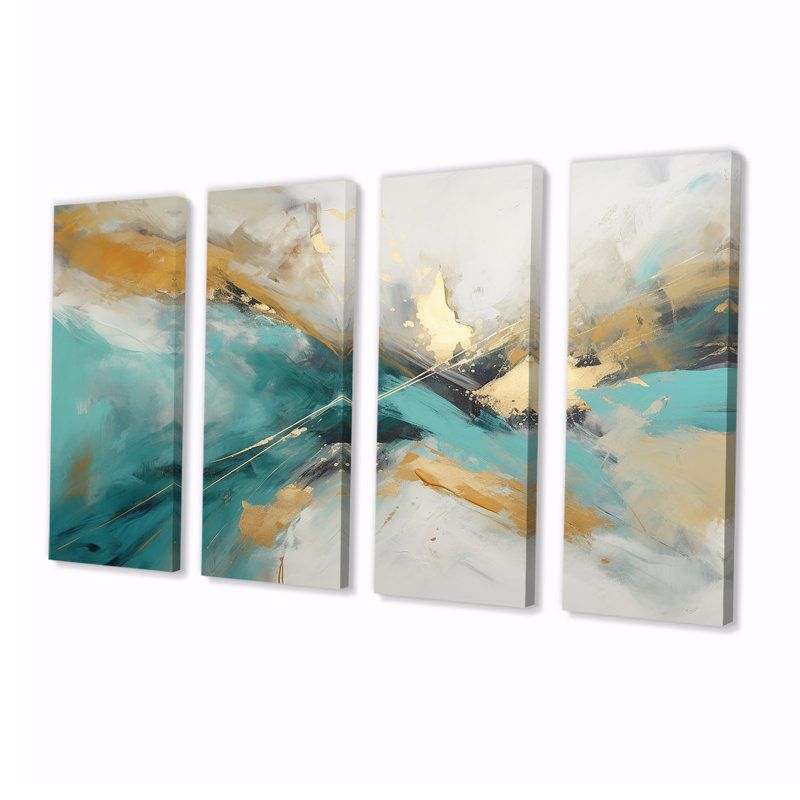 Sudden Awakening Paradise Ocean - Art mural abstrait pour le salon, 4 pièces, H 28 po x l 48 po