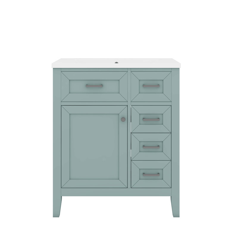 Meuble-lavabo sophistiqué de 30 pouces entièrement équipé avec lavabo, Vert