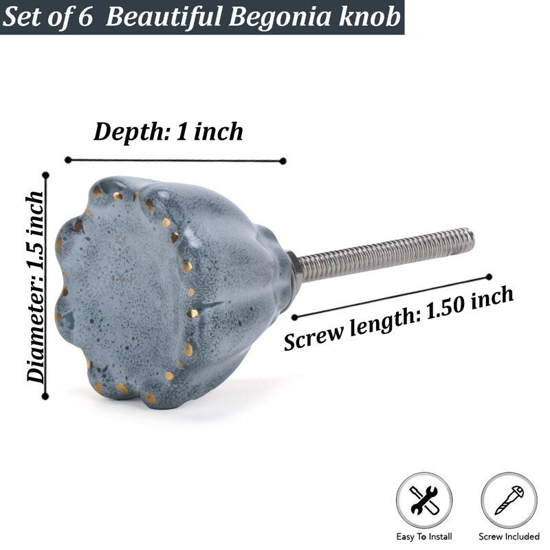 Begonia 1.5" Length Novelty Knob Multipack