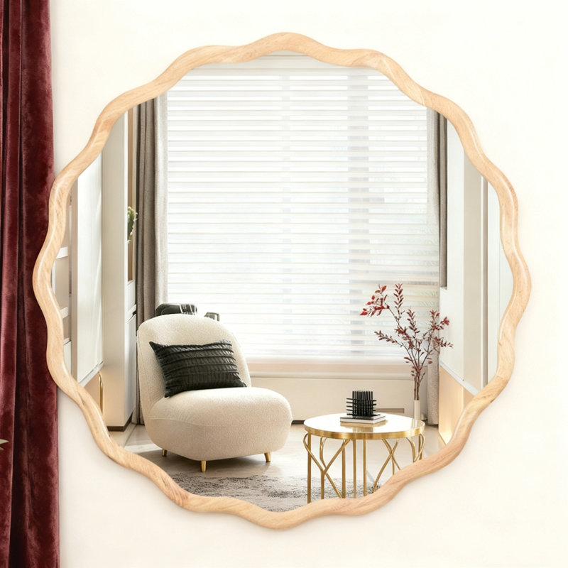 Miroir moderne 31 po x 31 po, 31 po x 31 po, Bois naturel