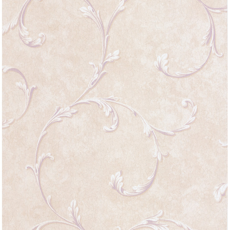 Vanina Scroll 10m x 53cm Wallpaper Roll, Purple
