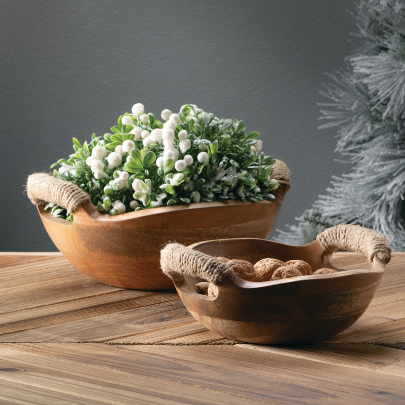 Bol décoratif en bois Malena - ensemble de 2